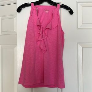 Lily Pulitzer Ladies Ruffle Halter Sleeveless V Neck Pink Tank Top  Size XS